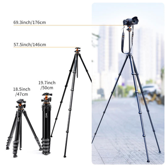 K&F Compact Travel Tripod M1 with KF-35L Ball Head Aluminium Tripod