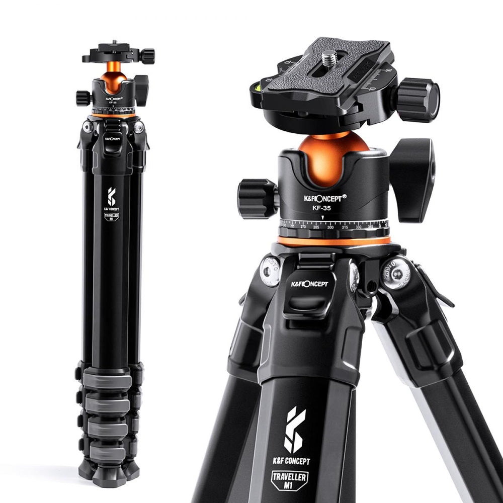 K&F Compact Travel Tripod M1 with KF-35L Ball Head Aluminium Tripod