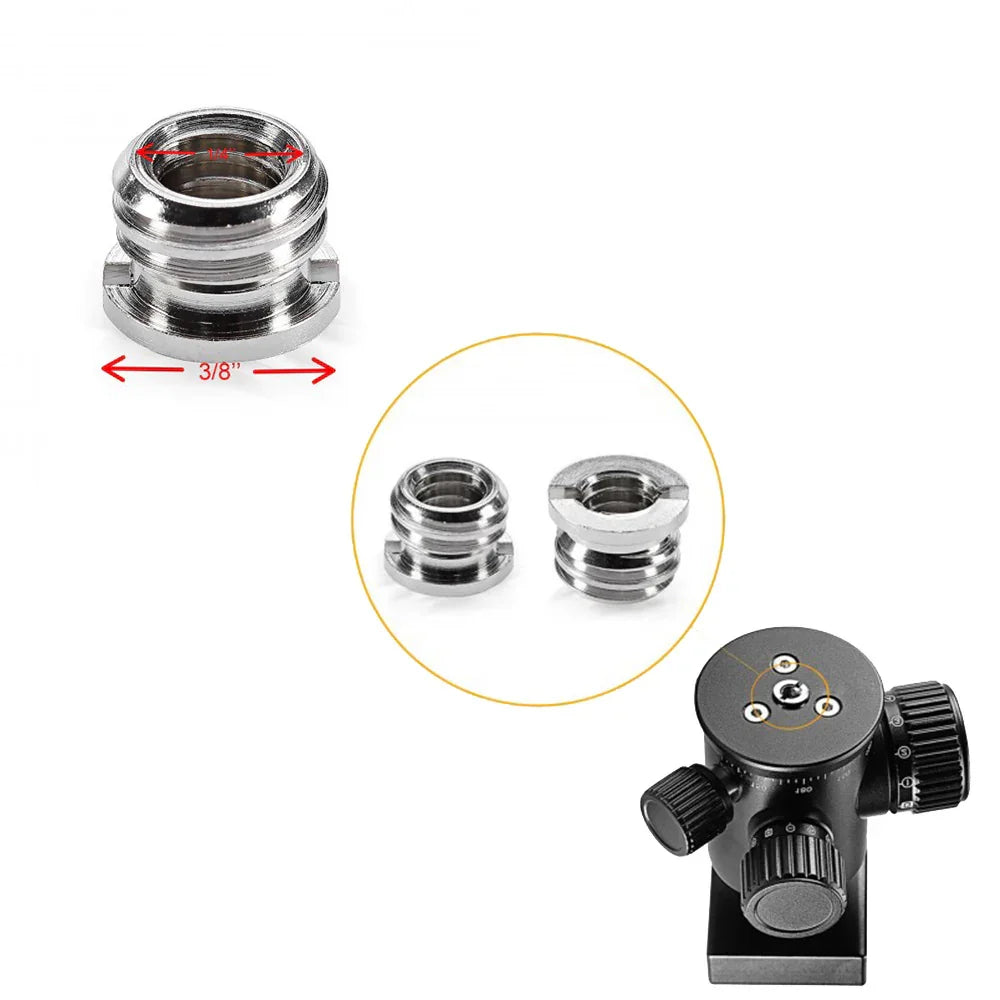 Red Dot Photo 1/4" Female to 3/8" Male Screw Adaptor for Ball Head Light Stands Thread Adaptor Convertor (1PC) - Red Dot Photo