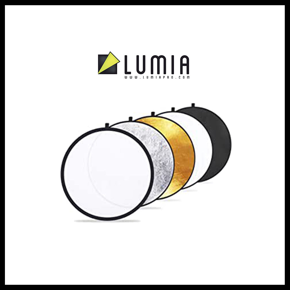 Lumia 56cm 5 合 1 便携式屏幕（反射镜）可折叠光反射镜 - 半透明、银色、金色、白色和黑色