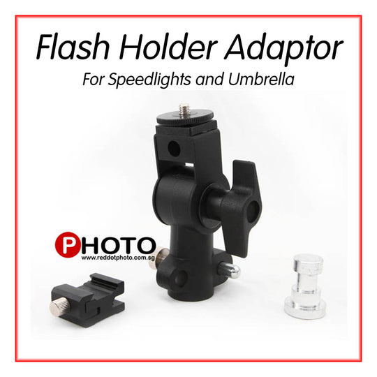 Chromage Adjustable Metal Flash Hot Shoe Umbrella Holder for Light Stand L-shape Bracket